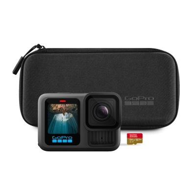 GoPro Kamera HERO13 - der bisher besten Kamera, inkl. SanDisk microSDKarte mit 64 GB + Transporttasche - schwarz